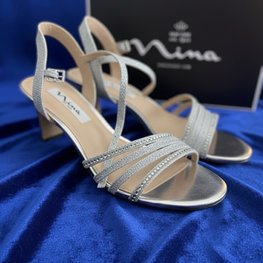 Nina Silver Strappy Heels